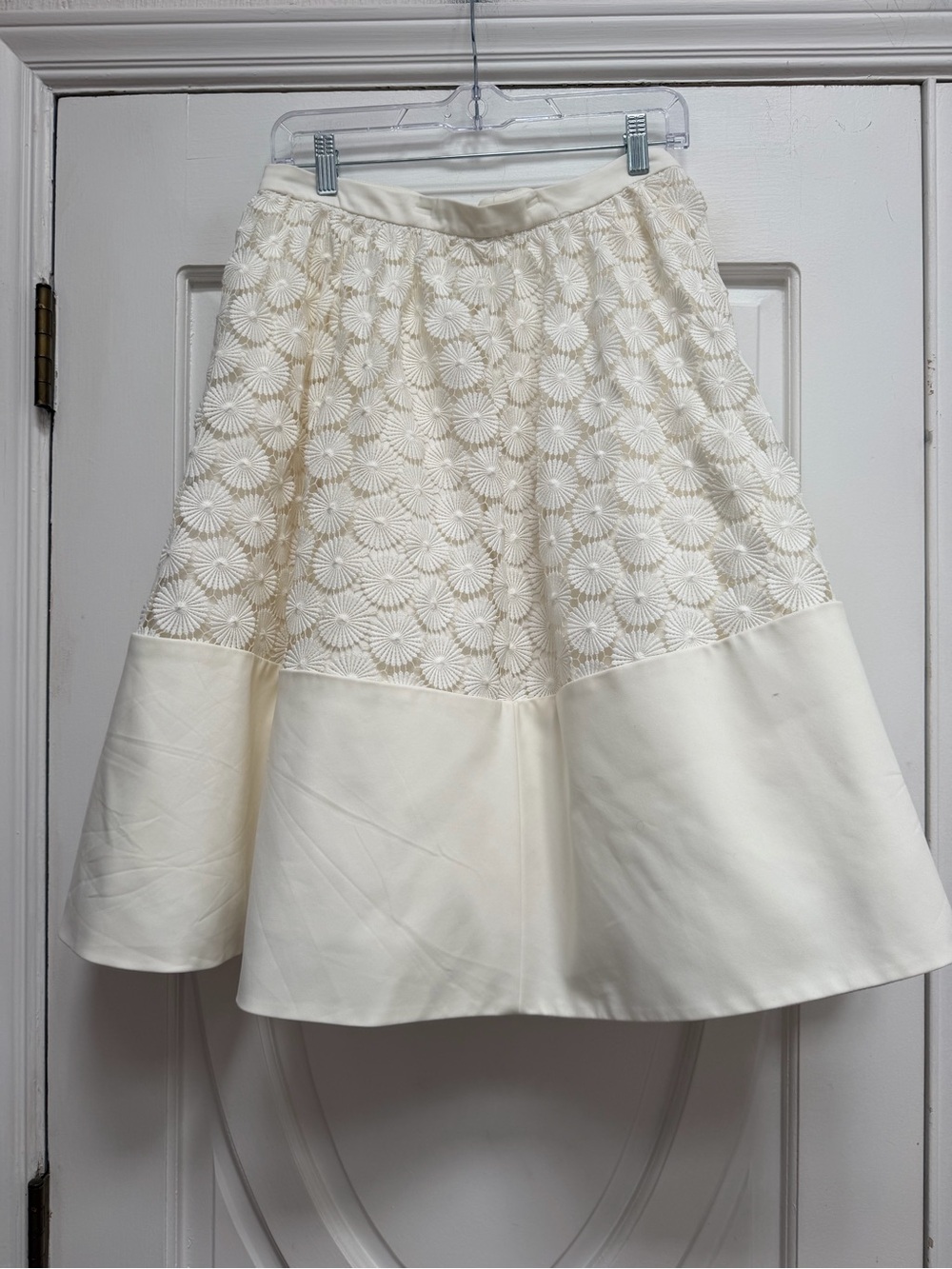 Alexis Cream A-Line Lace & Panel Skirt